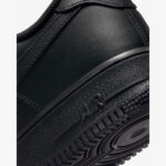 Nike Air Force 1 Low Black midsole detail showing AIR branding and textured rubber construction.