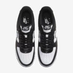 Top-down view of Nike Air Force 1 Low Panda showing perforated toe box, black laces, and Nike Air tongue branding.