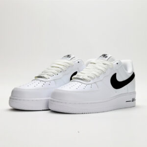 Nike Air Force 1 Low White Black CJ0952-100 sneakers featuring a white leather upper, black Swoosh logo, classic Air Force 1 silhouette, and cushioned sole.