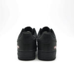 Rear heel view of Supreme Air Force 1 Black displaying Nike Air embroidery and Supreme Box Logo branding.