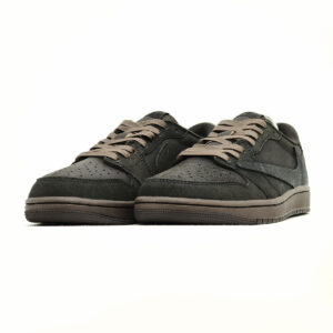 Travis Scott Air Jordan 1 Low Velvet Brown sneakers featuring premium dark brown suede construction, reverse Swoosh branding, and signature Cactus Jack collaboration details.